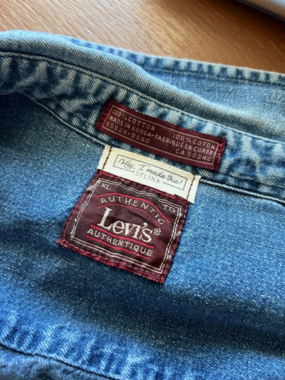 Vintage Levi handmade upcycled western cowboy patchwork button down XL - Picture 6 of 7